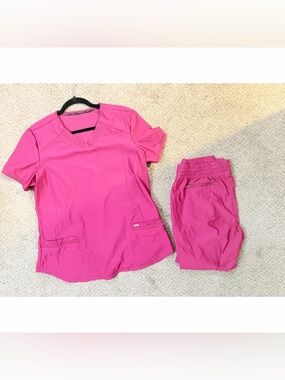 Cherokee Hot Pink Medical Scrub Top and Pants